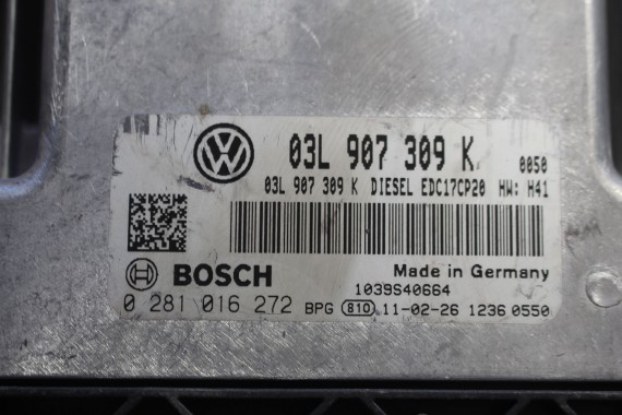 VW T5 T6 03L907309K MODUŁ STEROWNIK KOMPUTER SILNIKA 2.0 TDi DIESEL 03L 907 309 K 2H 0281016272 EDC 17C20 T5 T6