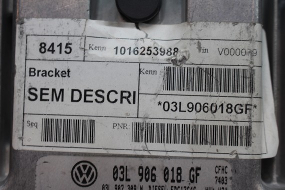 VW EOS SCIROCCO 03L907309N MODUŁ STEROWNIK KOMPUTER SILNIKA 03L906018GF 2.0 TDi 03L 906 018 GF 0281017367 EDC17C46 1039S43315