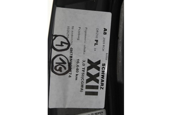 AUDI A8 4H D4 LY9B DRZWI LEWE PRZÓD + TYŁ STRONA LEWA przednie + tylne 2 sztuki D4 4H Kolor: A2A2  czarny brylantowy 2010-2017