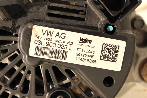 VW AUDI SEAT SKODA ALTERNATOR 140A 03L903023L 03L 903 023 L producent VALEO 2.0 TDi diesel  TG14C043 03L903023LX