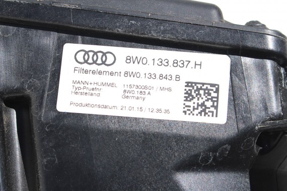 AUDI OBUDOWA FILTR POWIETRZA 8W0133837H 8W0133835H 8W0133843B 8W0133837Q 8W0133835H silnik 2.0 TFSi 8W0133835Q 8W0133837H A4 A5
