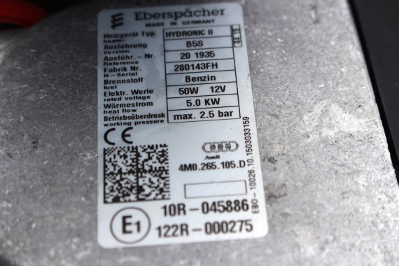 AUDI A4 A5 WEBASTO OGRZEWANIE 8W0265081H 4M0265105D 8W0261163A POSTOJOWE POMPA 8W benzyna 8W0265081H 4M0265105D 8W0261163A