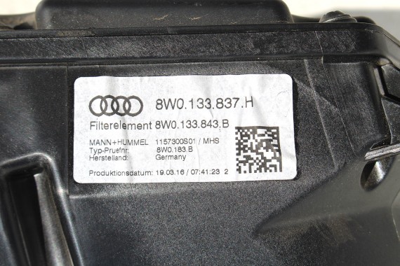 AUDI OBUDOWA FILTR POWIETRZA 8W0133837H 8W0133835H 8W0133843B 8W0133837Q 8W0133835H silnik benzynowy 8W0133835Q 8W0133837H A4 A5