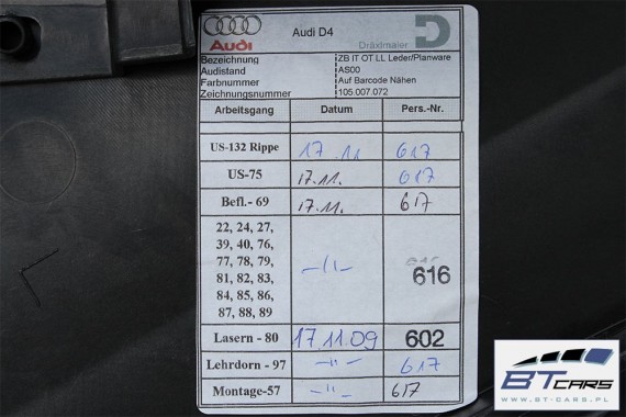 AUDI A8 KONSOLA DESKA ROZDZIELCZA KOKPIT PULPIT 4H D4 4H1857001 4H1 857 001 EF1 - stalowoszary 4H1857009 4H1857001 4H1857001