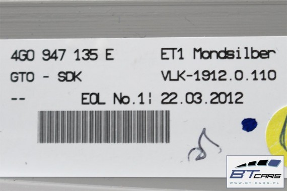 AUDI A6 A7 LAMPKA PODSUFITKI 4G0947135E oświetlenie kabiny 4G0947135 ET1 srebrny sterowanie bramą 4G0947135E 4G0947135 4G0947135