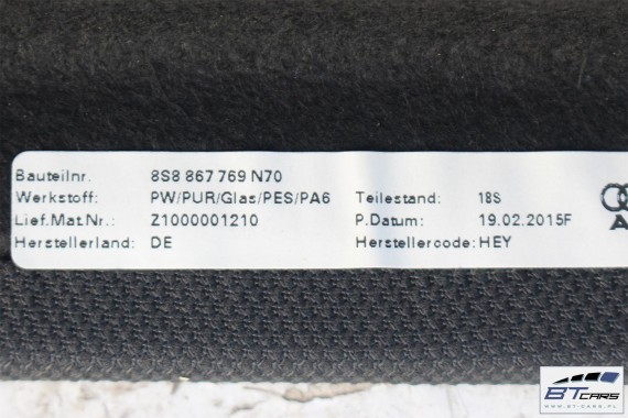 AUDI TT PÓŁKA TYLNA BAGAŻNIKA 8S8867771 8S8867769 8S8867771 8S8 867 769 8S8867771 8S8867769A 8S8867769B 8S8867769C 8S8867771A 8S