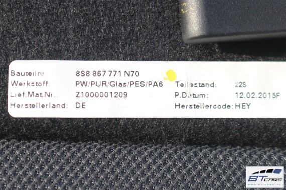 AUDI TT PÓŁKA TYLNA BAGAŻNIKA 8S8867771 8S8867769 8S8867771 8S8 867 769 8S8867771 8S8867769A 8S8867769B 8S8867769C 8S8867771A 8S
