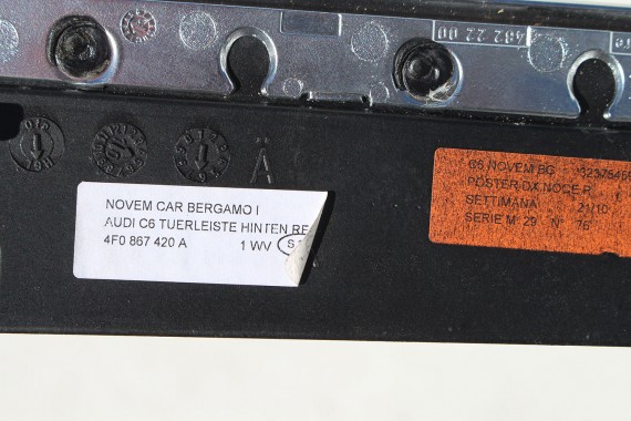 AUDI A6 LISTWY OZDOBNE WYKOŃCZENIE DEKOR 4C7 4F 4F1853190AA 4F0867409H 4F0867410D 4F0867410B 4F0867419D 4F0867420A 4F1864261L c6