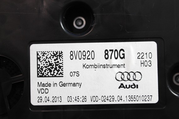 AUDI A3 ZEGARY LICZNIKI BENZYNA 8V0920870G ZEGAR WYŚWIETLACZ WIELOFUNKCYJNY COLOUR ZESTAW WSKAŹNIKÓW 8V0 920 870 G  benzyna 8V