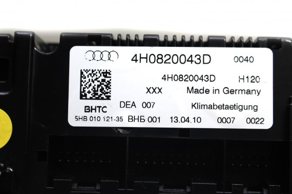 AUDI A8 PANEL KLIMATYZACJI KLIMY 4H0820043D 4H0 820 043 D 4H0820043G 4H0820043K moduł sterownik 4H0820043D 4H0820043G 4H0820043K