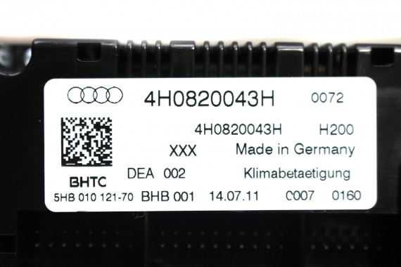 AUDI A8 S8 PANEL KLIMATYZACJI 4H0820043H 4H0820043E 4H0820043L moduł sterownik nawiewu klimy przedni przód 4H0820043H 4H0820043E
