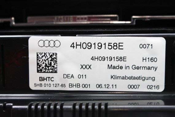 AUDI A8 PANEL KLIMATYZACJI TYLNY TYŁ 4H0919158E 4H0919158L moduł sterownik nawiewu klimy 4H0 919 158 E 4H0 919 158 L