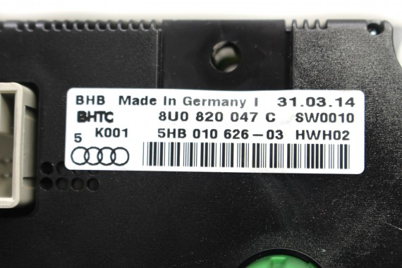 AUDI Q3 PANEL KLIMATYZACJI KLIMY 8U0820047C 8U0820047E 8U0820047G przód moduł sterownik nawiewu manualny 8U0 820 047 8U0820047C