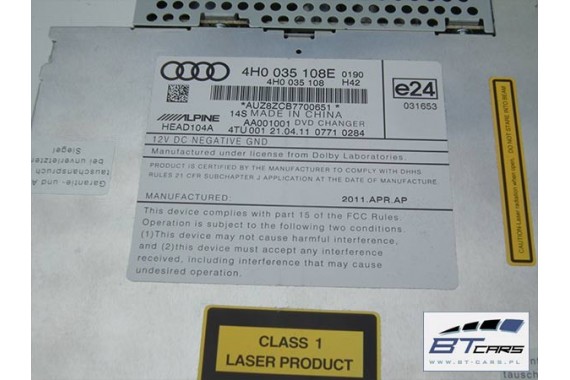 AUDI A6 A7 A8 ZMIENIARKA PŁYT DVD 4H0035108E 4H0035108 4H0035108E 4H0035108 4H0035108E 4H0035108 4H0035108E 4H0035108 VW TOUAREG