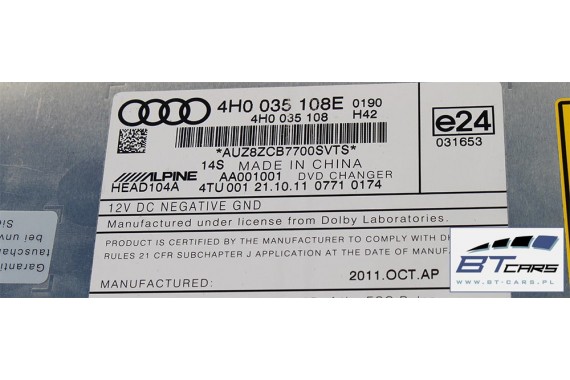 AUDI A6 A7 A8 ZMIENIARKA PŁYT DVD 4H0035108E 4H0035108 4H0035108E 4H0035108 4H0035108E 4H0035108 4H0035108E 4H0035108 VW TOUAREG