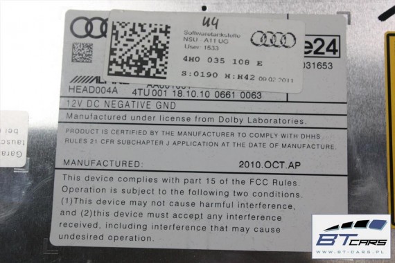 AUDI A6 A7 A8 ZMIENIARKA PŁYT DVD 4H0035108E 4H0035108 4H0035108E 4H0035108 4H0035108E 4H0035108 4H0035108E 4H0035108 VW TOUAREG