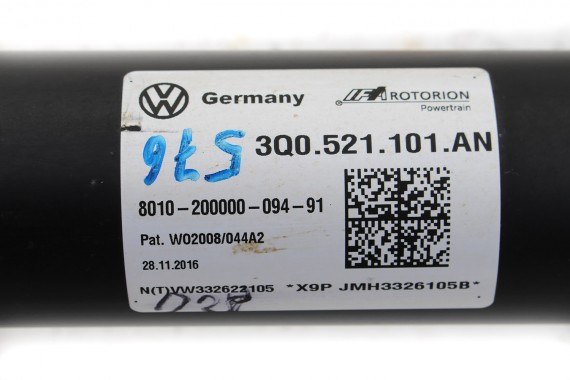 VW PASSAT B8 WAŁ KARDANA 3Q0521101AN Skrzynia ręczna 6- biegowa napęd na 4 koła 4*4 3Q0 521 101 AN 3G 2015-