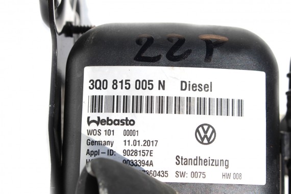 VW PASSAT B8 OGRZEWANIE POSTOJOWE WEBASTO 3Q0815005N 3Q0 815 005 N 3G  silnik diesel 3Q0815005N 3Q0815005N 3Q0815005N 3Q0815005N