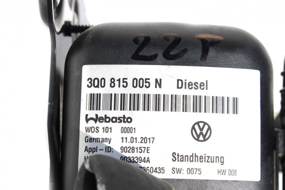 VW PASSAT B8 OGRZEWANIE POSTOJOWE WEBASTO 3Q0815005N 3Q0 815 005 N 3G  silnik diesel