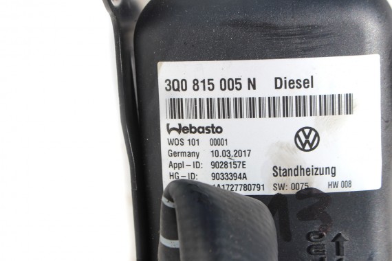 VW PASSAT B8 OGRZEWANIE POSTOJOWE WEBASTO 3Q0815005N 3Q0 815 005 N 3G silnik diesel 3Q0815005N 3Q0815005N 3Q0815005N 3Q0815005N