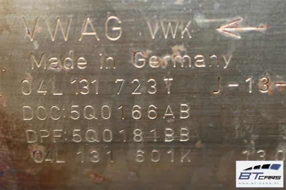 VW GOLF 7 AUDI A3 SKODA KATALIZATOR 04L131601K FILTR CZĄSTEK STAŁYCH DPF 04L131723T 04L131601K 5Q0131705 04L131723T 04L131601KX