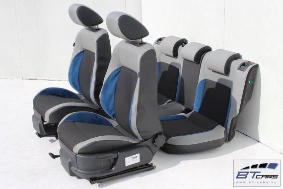 VW POLO FL GT LIFT FOTELE KOMPLET FOTELI siedzeń siedzenia tapicerka 6C 6C4 6C0 5-drzwiowy skóra welur kolor czarno-niebieskie