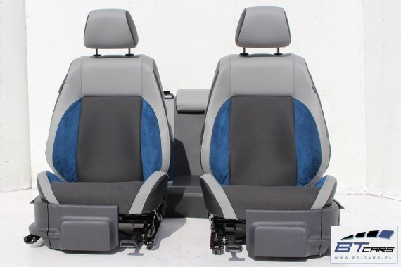 VW POLO FL GT LIFT FOTELE KOMPLET FOTELI siedzeń siedzenia tapicerka 6C 6C4 6C0 5-drzwiowy skóra welur kolor czarno-niebieskie