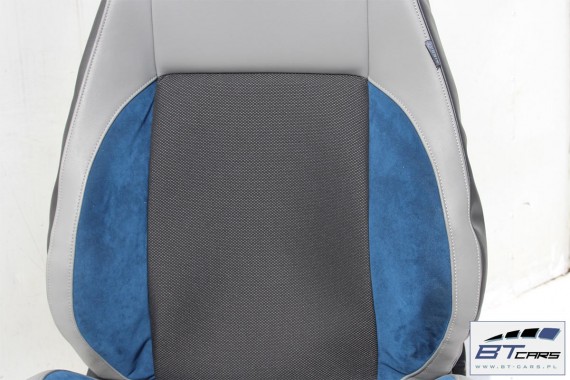 VW POLO FL GT LIFT FOTELE KOMPLET FOTELI siedzeń siedzenia tapicerka 6C 6C4 6C0 5-drzwiowy skóra welur kolor czarno-niebieskie