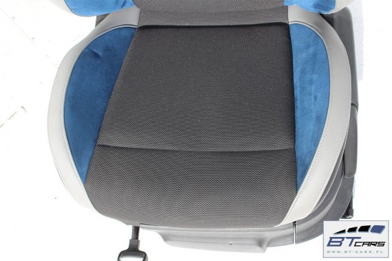 VW POLO FL GT LIFT FOTELE KOMPLET FOTELI siedzeń siedzenia tapicerka 6C 6C4 6C0 5-drzwiowy skóra welur kolor czarno-niebieskie