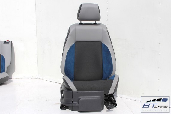 VW POLO FL GT LIFT FOTELE KOMPLET FOTELI siedzeń siedzenia tapicerka 6C 6C4 6C0 5-drzwiowy skóra welur kolor czarno-niebieskie