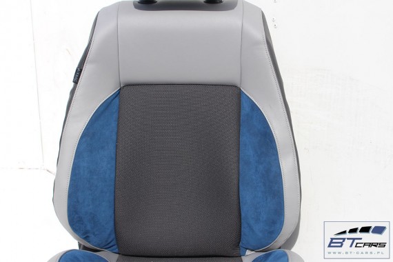 VW POLO FL GT LIFT FOTELE KOMPLET FOTELI siedzeń siedzenia tapicerka 6C 6C4 6C0 5-drzwiowy skóra welur kolor czarno-niebieskie