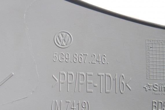 VW GOLF 7 SŁUPEK D POSZYCIE 5G9867245 5G9867246 LEWY PRAWY  kolor Y20 szary 5G9 867 245 246 5G FL podsufitki Kombi Variant