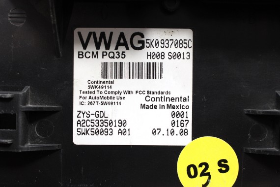 VW SKODA SEAT MODUŁ STEROWNIK BORDNETZ 5K0937085C KOMFORT  5K0 937 085 C 1K BCM 5K0937085C 5K0937085C 5K0937085C 5K0937085C