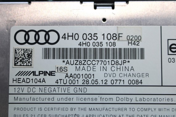 AUDI A6 A7 A8 VW ZMIENIARKA PŁYT DVD 4H0035108F 4H0035108 4H0 035 108 4H0035108A 4H0035108B 4H0035108C 4H0035108D 4H0035108F