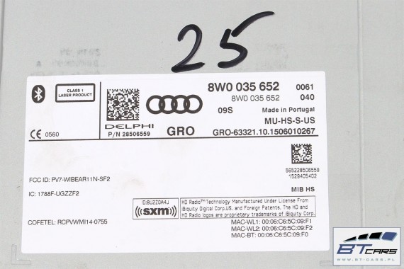 AUDI A4 CZYTNIK MMI SD 8W0035652 8W0035654 / 8W 2015- MIB MULTIMEDIA 8W0 035 652 8W0 035 654 high