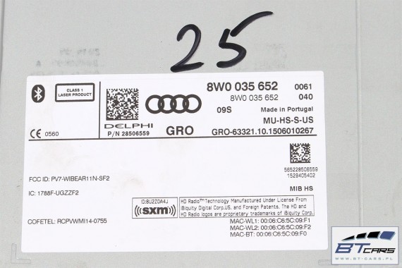 AUDI A4 CZYTNIK MMI SD 8W0035652 8W0035654 8W MIB MULTIMEDIA 8W0 035 652 high 8W0035652 8W0035654 8W0035652 8W0035654 8W0035652