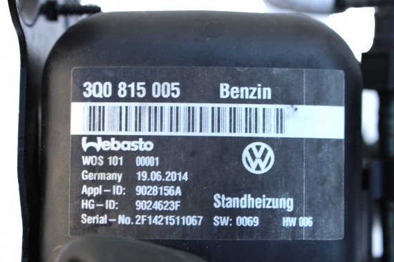 VW PASSAT B8 OGRZEWANIE POSTOJOWE WEBASTO 3Q0815005 3Q0 815 005  3G  silnik 1.4 TSi benzyna benyznowy
