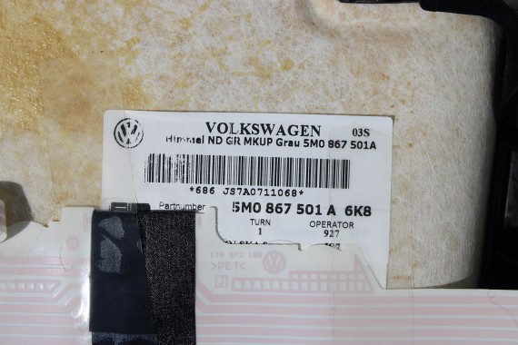 VW GOLF V VI PLUS PODSUFITKA SZARA 5M0867501N 6K8-  szary perlisty 5M0867501AK 5M0867501BC 5M0 867 501 N