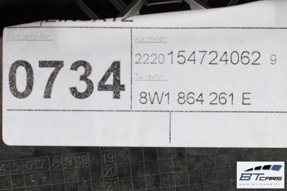 AUDI A4 RAMKA TUNELU ŚRODKOWEGO KUBKI 8W1864261E 8W0862533A 8W1 864 261 E 8W0 862 533 A Z PODŚWIETLANYM UCHWYTEM  8W 2015-