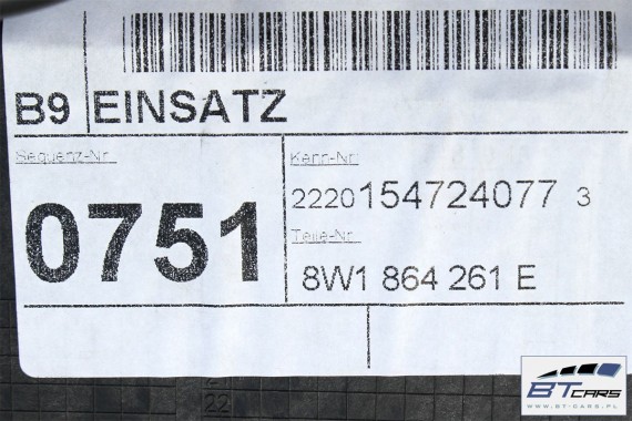 AUDI A4 RAMKA TUNELU ŚRODKOWEGO KUBKI 8W1864261E 8W0862533A 8W1 864 261 E 8W0 862 533 A Z PODŚWIETLANYM UCHWYTEM  8W 2015-