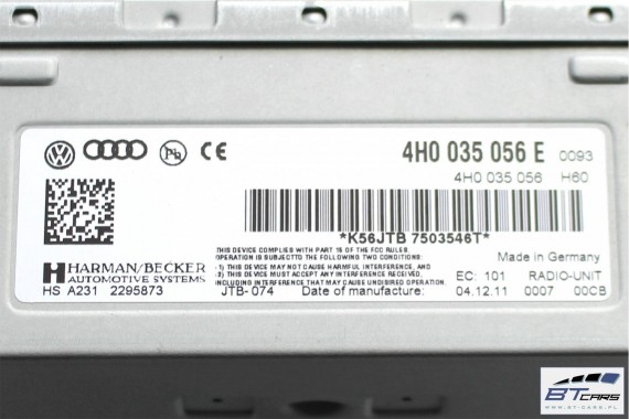 AUDI A8 TUNER RADIOWY RADIO UNIT 4H0035056E 4H0035056 4H0035056EX CYFROWY HIGH 4H0 035 056 E 4H 4H0035056E 4H0035056E 4H0035056