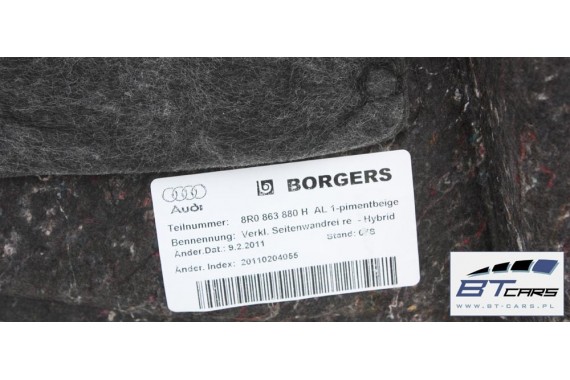 AUDI Q5 BOCZEK PAS DYWAN BAGAŻNIKA 8R0863879 8R0863880 8R0861531 boczki bagażnik 8R 8R0 863 879 8R0 863 880 8R0 861 531 HYBRID