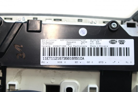 AUDI A8 LAMPKA OŚWIETLENIE PODSUFITKI 4H0947135K 4H0 947 135 K Kolor: ET1 - kryształowo srebrny 4H0947135K 4H0947135K 4H0947135K