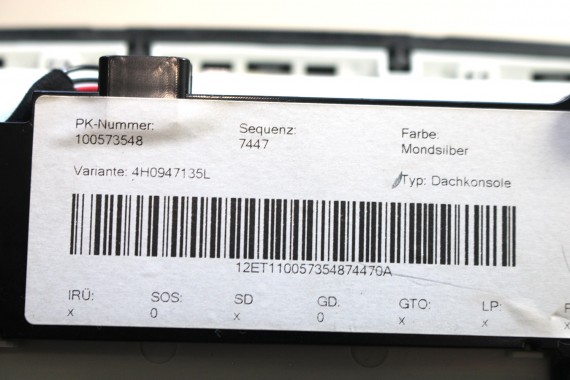 AUDI A8 LAMPKA OŚWIETLENIE PODSUFITKI 4H0947135L LED kolor ET1 kryształowo srebrny 4H0 947 135 L 4H0947135L 4H0947135L 4H0947135