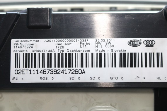 AUDI A8 LAMPKA OŚWIETLENIE PODSUFITKI 4H0947135A LED kolor ET1 kryształowo srebrny 4H0 947 135 A 4H0947135A 4H0947135A 4H0947135