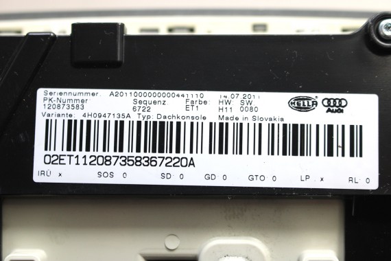 AUDI A8 LAMPKA OŚWIETLENIE PODSUFITKI 4H0947135A LED kolor ET1 kryształowo srebrny 4H0 947 135 A 4H0947135A 4H0947135A 4H0947135