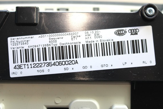AUDI A8 LAMPKA OŚWIETLENIE PODSUFITKI 4H0947135BK LED ET1 kryształowo srebrny 4H0947135BK 4H0947135BK 4H0947135BK 4H0947135 4H