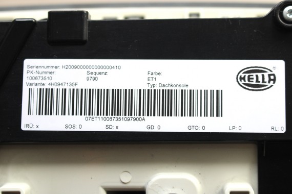 AUDI A8 LAMPKA OŚWIETLENIE PODSUFITKI 4H0947135F LED kolor ET1 kryształowo srebrny 4H0 947 135 F 4H0947135F 4H0947135F 4H0947135