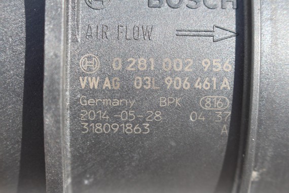 VW AUDI PRZEPŁYWKA PRZEPŁYWOMIERZ 03L906461A 03L 906 461 masowy powietrza 03L906461A TDi diesel 03L906461A 03L906461A 03L906461