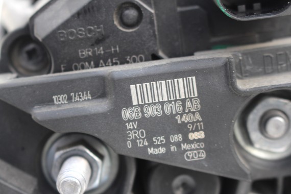 VW AUDI ALTERNATOR 140A 06B903016AB 06B903019EX 06B 903 016 AB BOSCH 2.0 TFSi silnik benzyna 0124525088 SEAT SKODA 06B903016AB